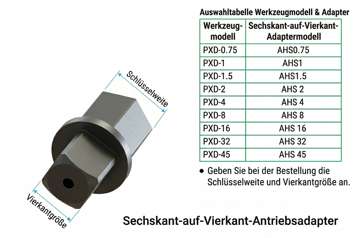 Adapter Sechskant - Vierkant